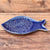 Fiskefat blå saphir, med blondemønster, 21*15 cm