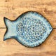 Fiskefat blå, med blondemønster, 21*15 cm