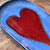 Fat oval, blå, mørkerød hjerte, 23 * 8,5 cm